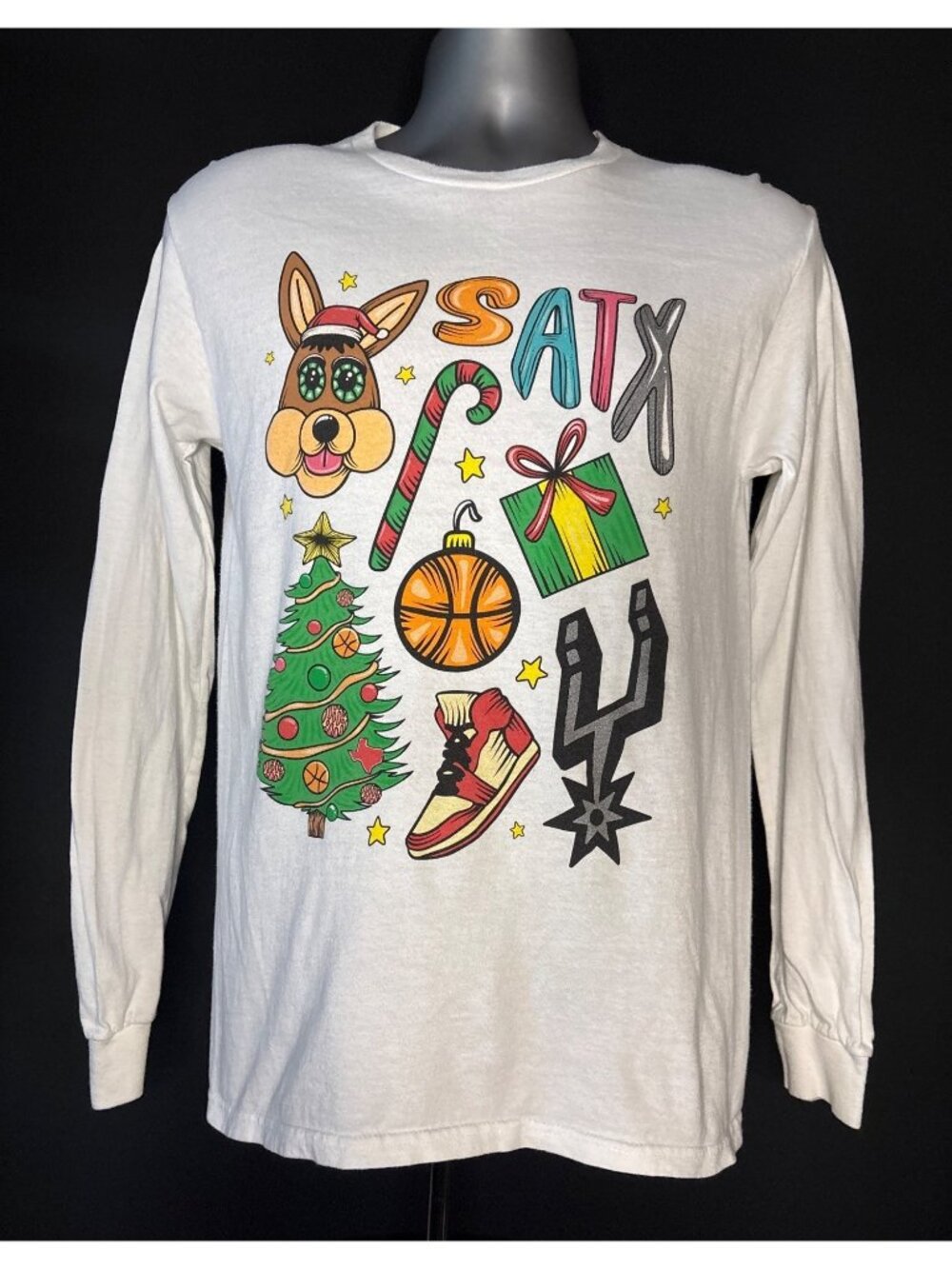 San Antonio Spurs White Long Sleeve T-Shirt Spurs Mascot Coyote Size S SATX - Picture 4 of 14